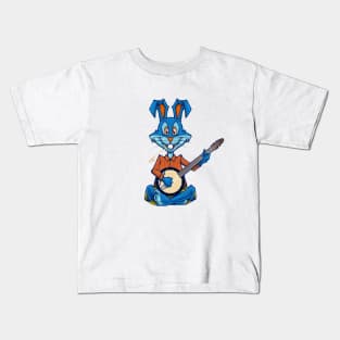 Cartoon bunny playing banjo Kids T-Shirt